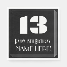 Serviette En Papier 13ème anniversaire : Art Déco Inspiré Look "13" +