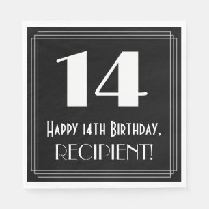 Serviette En Papier 14e anniversaire ~ Art Déco Inspiré Look "14", Nom