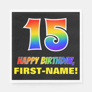 Serviette En Papier 15e anniversaire : Bold, amusant, simple, arc-en-c