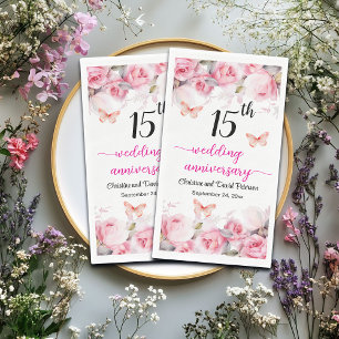 Serviette En Papier 15e anniversaire de Mariage de cristal Roses blush