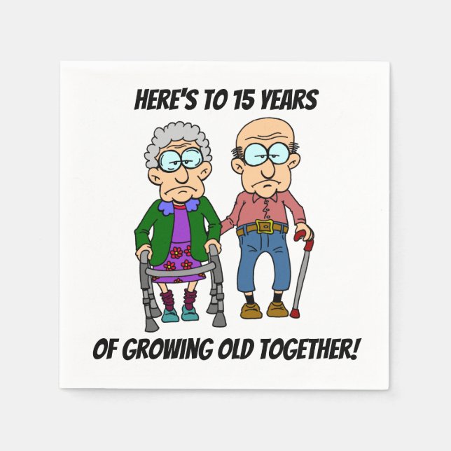 Serviette En Papier 15e anniversaire du Mariage vieillissant (Devant)