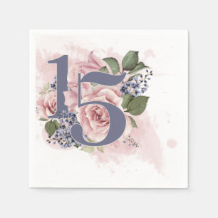 Serviette En Papier 15e anniversaire Quinceanera Chic Floral Aquarelle