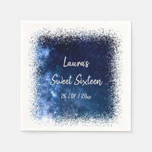 Serviette En Papier 16 Navy Blue Stars Party Napkin