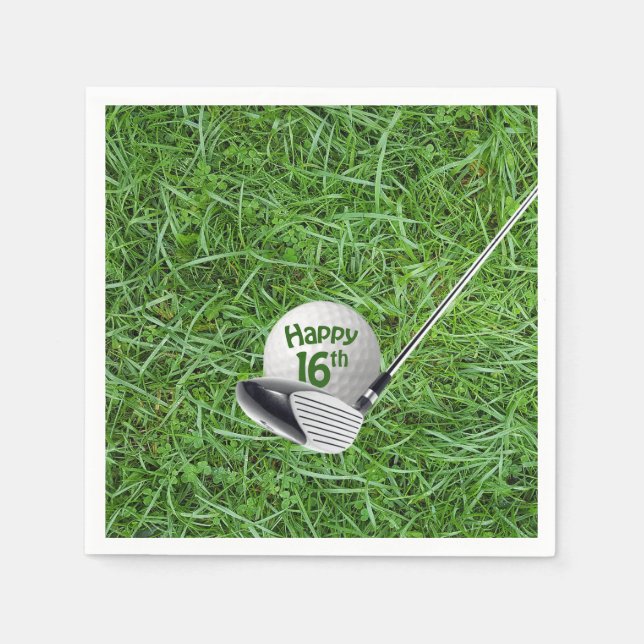 Serviette En Papier 16e anniversaire Golf Ball and Club Napkins (Devant)