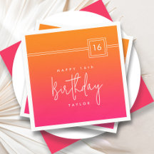 16e anniversaire Hot rose orange coloré