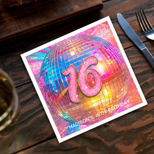Serviette En Papier 16e fête d'anniversaire Gold rose Parties scintill