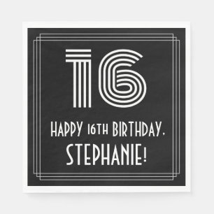 Serviette En Papier 16ème anniversaire : Art Déco Inspiré Look "16" + 