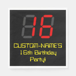 Serviette En Papier 16ème anniversaire : Rouge Digital Horloge Style "