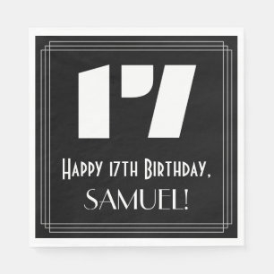 Serviette En Papier 17ème anniversaire : Art Déco Inspiré Look "17" + 