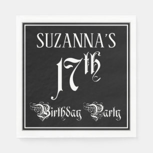 Serviette En Papier 17th Birthday Party — Fancy Script + Custom Name