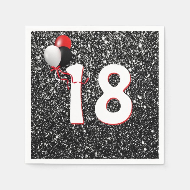 Serviette En Papier 18e anniversaire Ballons sur Parties scintillant n (Devant)
