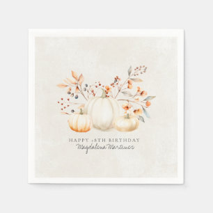Serviette En Papier 18e anniversaire Blanc Citrouille automne Leaves p
