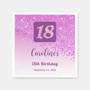 Serviette En Papier 18e anniversaire Chic Parties scintillant rose ser