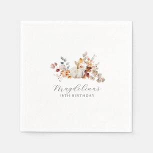 Serviette En Papier 18e anniversaire Citrouille blanc automne Fleurs P