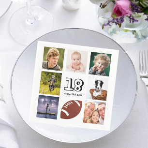 Serviette En Papier 18e anniversaire fête photo collage garçon