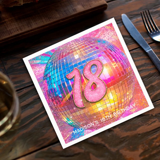 Serviette En Papier 18e anniversaire Gold Pink Parties scintillant Dis (Créateur téléchargé)