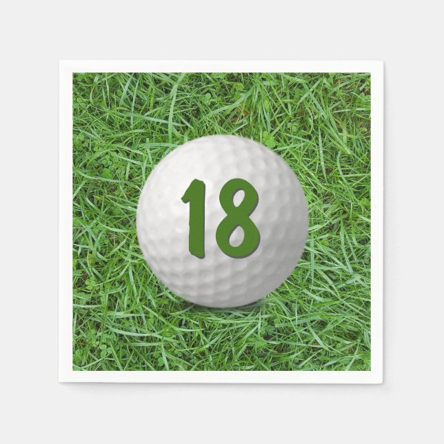 Serviette En Papier 18e anniversaire Golf Ball on Grass (Devant)