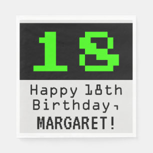Serviette En Papier 18e anniversaire - Nerdy / Geeky Style "18" & Nom