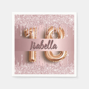 Serviette En Papier 18e anniversaire rose poussiéreux rose parties sci