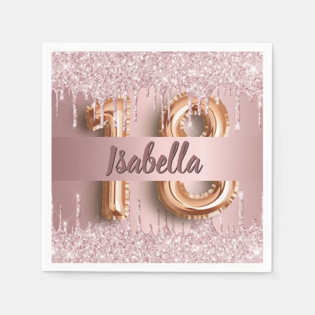 Serviette En Papier 18e anniversaire rose poussiéreux rose parties sci (Devant)