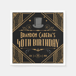 Serviette En Papier 1920 Art Déco Black & Gold 40e anniversaire