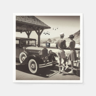 Serviette En Papier 1930 Vintage Voiture Livre de scène