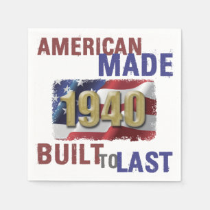 Serviette En Papier 1940 American Made 80th Birthday