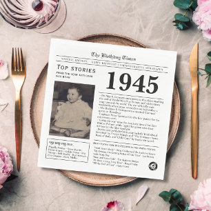 Serviette En Papier 1945 Journal d'anniversaire Trivia