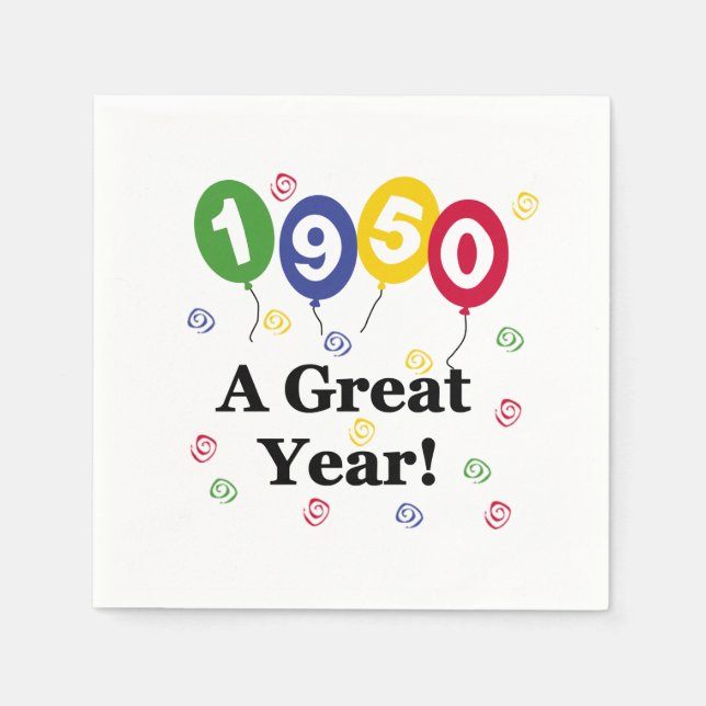 Serviette En Papier 1950 Une belle année Papier d'anniversaire Napkins (Devant)