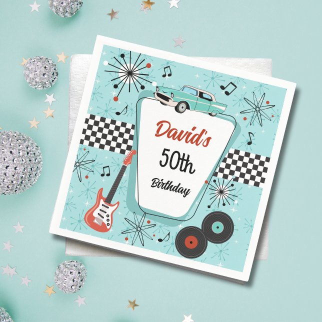 Serviette En Papier 1950's Retro Party  (Retro 1950s party napkins
)