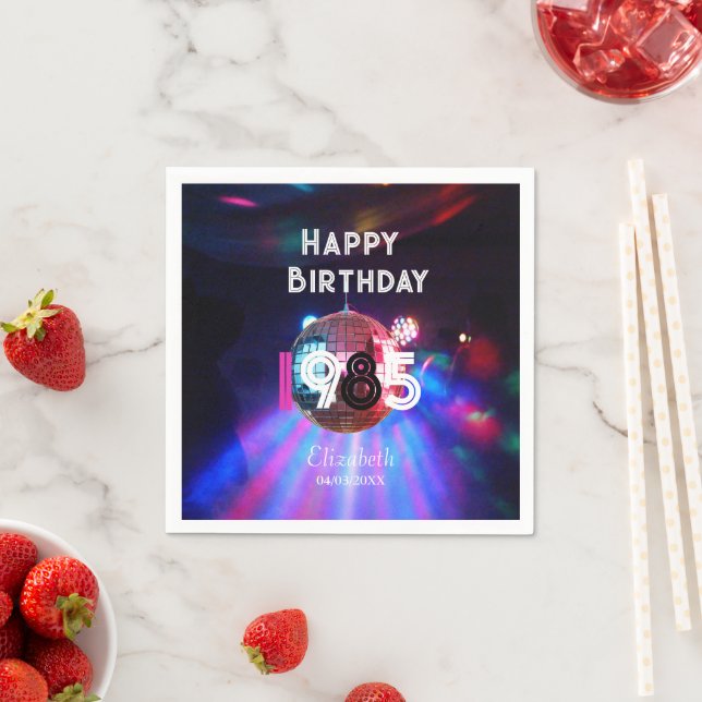 Serviette En Papier 1985 Disco Ball 40th Birthday Party Invitation (En situation)