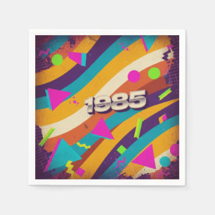 Serviette En Papier 1985 - Retro Vintage 80s Neon Géométrique -
