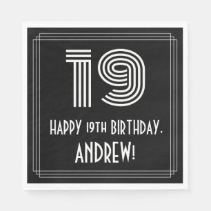 Serviette En Papier 19e anniversaire : Art Déco Inspiré Look "19" + No