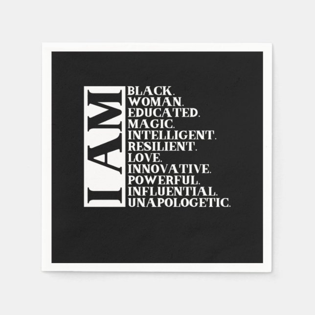 Serviette En Papier 1 Black Woman Saying I (Devant)