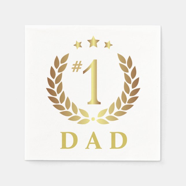 Serviette En Papier #1 DAD Gold Fête des pères Party (Devant)