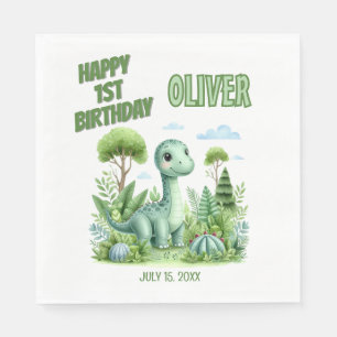 Serviette En Papier 1er anniversaire de bébé dinosaure