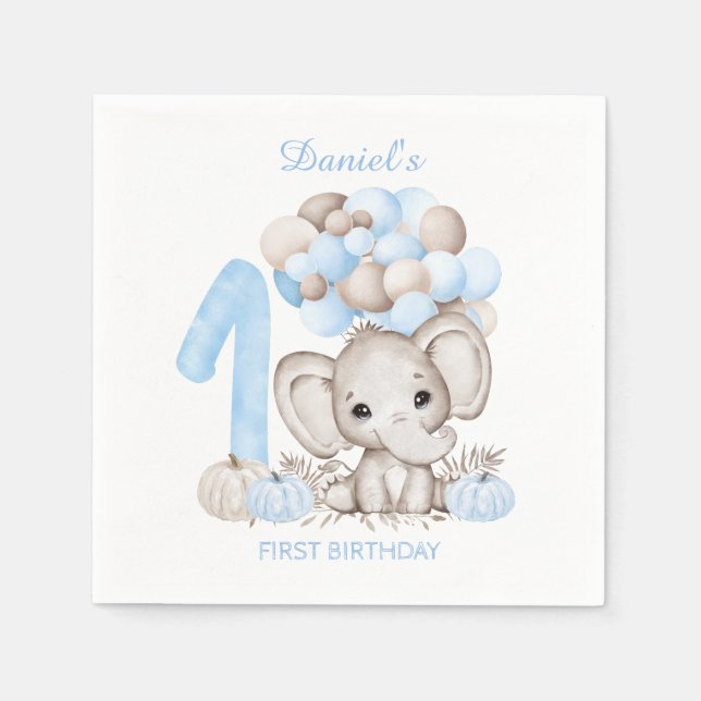 Serviette En Papier 1er anniversaire mignon éléphant automne Papier ga (Devant)