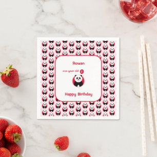 Serviette En Papier 1er anniversaire panda rouge ballon enfants