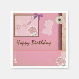 Serviette En Papier 1er Anniversaire Petit Papier de Fille Napkin