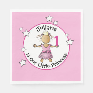 Serviette En Papier 1er anniversaire Pink Ethnic Princess Cartoon Part