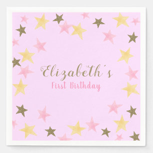 Serviette En Papier 1er Anniversaire Scintille Petite Étoile Rose Fill