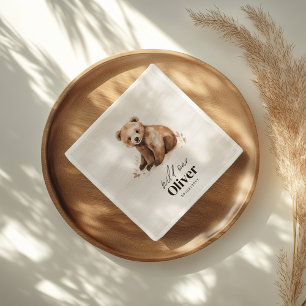 Serviette En Papier 1er anniversaire Wild One ours moderne élégante fê