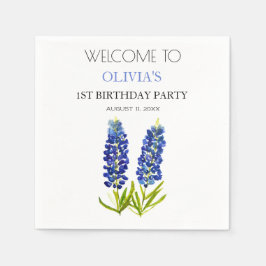 Serviette En Papier 1ère fête d'anniversaire Bluebonnets Baby Girl