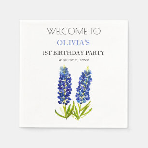 Serviette En Papier 1ère fête d'anniversaire Bluebonnets Baby Girl