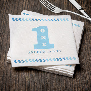 Serviette En Papier 1ère fête d'anniversaire garçons Bleu un