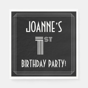 Serviette En Papier 1ère fête d'anniversaire : Style Art Déco + Nom pe