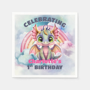 Serviette En Papier 1ère fête du Dragon Rose Anniversaire