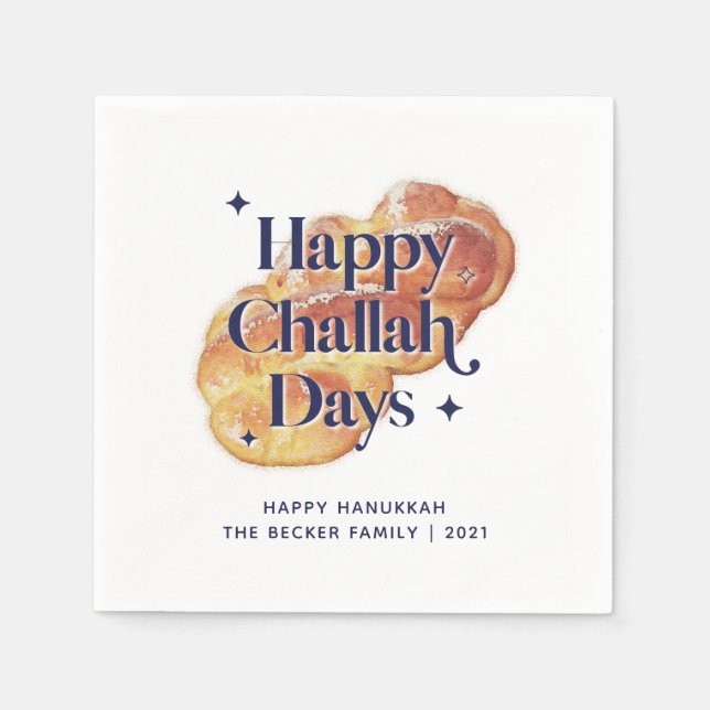 Serviette En Papier 2021 Amusants Joyeux Jours de Challah Hanoukka Aqu (Devant)