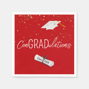 Serviette En Papier 2025 Graduation Gold Confetti et Casquette