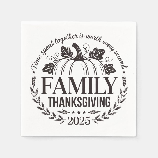 Serviette En Papier 2025 Thanksgiving Family Keepsake Design (Devant)